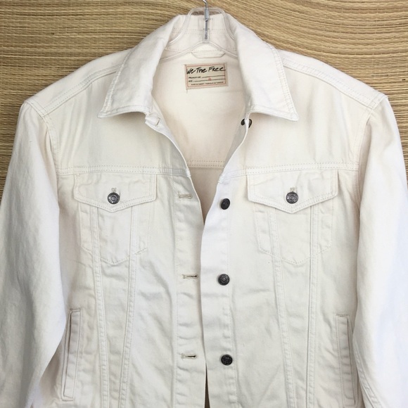 NWT Free People Jolene Trucker Denim Jacket in Ecru Size XS $128 - Picture 9 of 15
